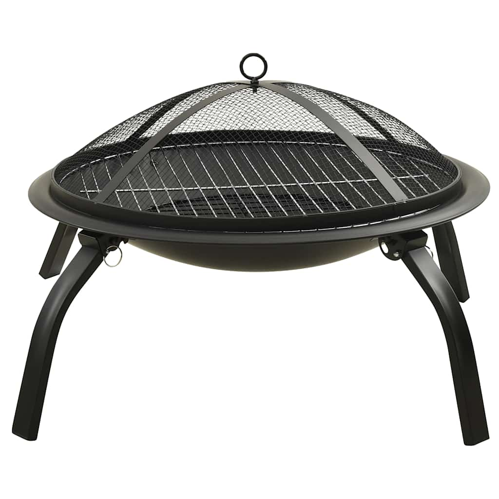 Foyer et barbecue avec tisonnier 2 en 1 56x56x49 cm Acier