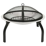 Fire pit and barbecue with poker 2 in 1 56x56x49 cm Stainless steel