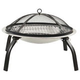 Fire pit and barbecue with poker 2 in 1 56x56x49 cm Stainless steel