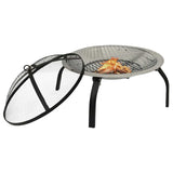 Fire pit and barbecue with poker 2 in 1 56x56x49 cm Stainless steel