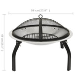 Fire pit and barbecue with poker 2 in 1 56x56x49 cm Stainless steel