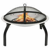 Fire pit and barbecue with poker 2 in 1 56x56x49 cm Stainless steel