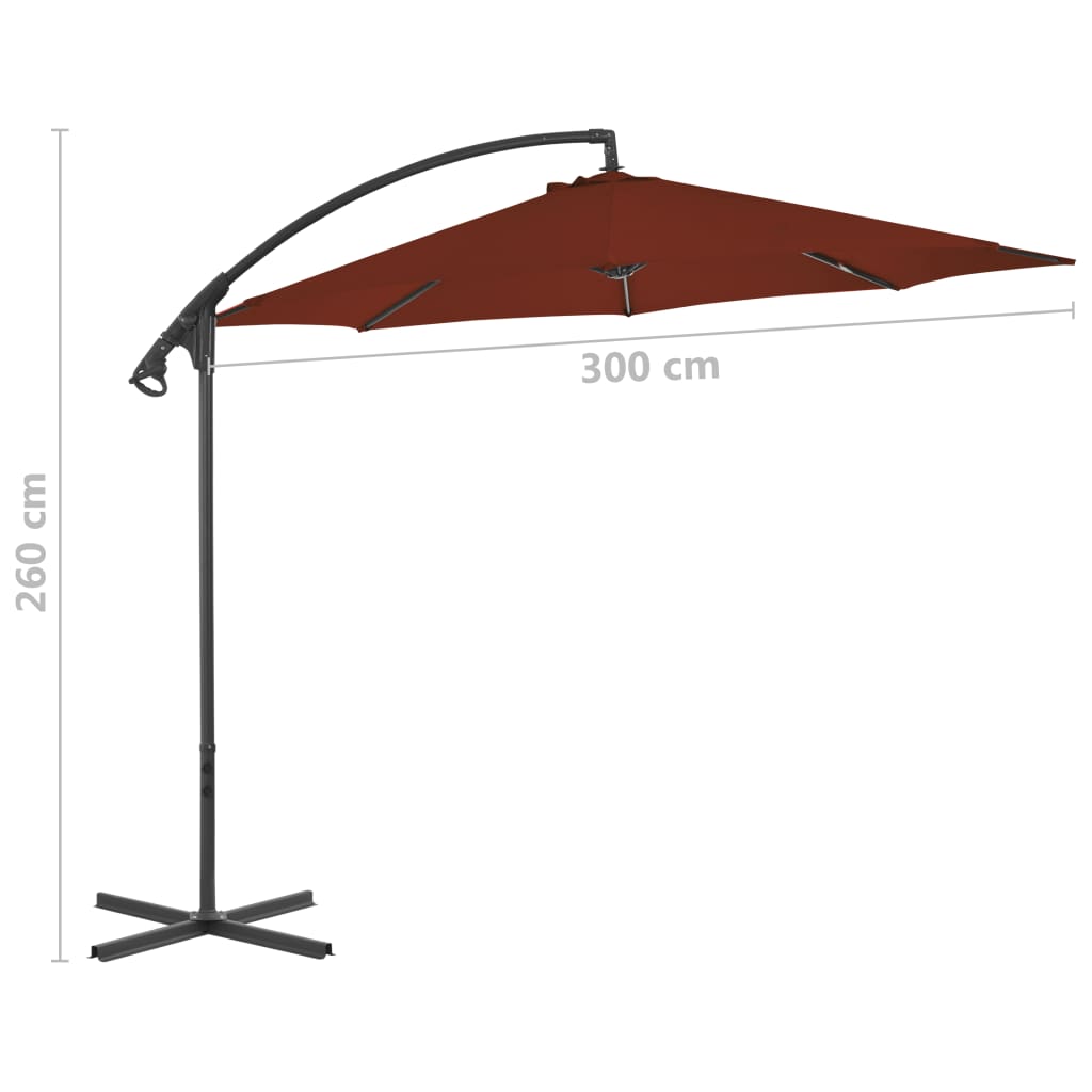 Parasol de jardin en porte-à-faux avec mât en acier terre cuite