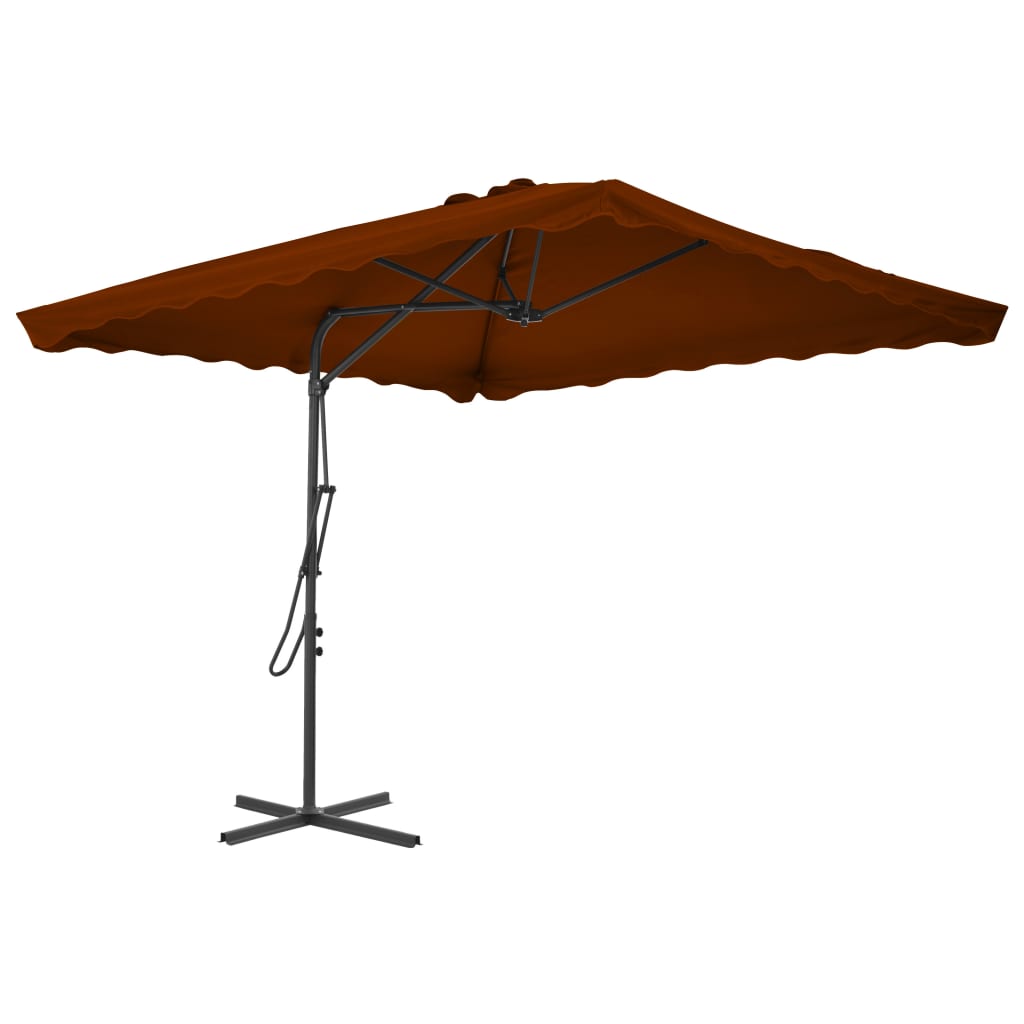 Parasol de jardin avec mât en acier terre cuite 250x250x230 cm