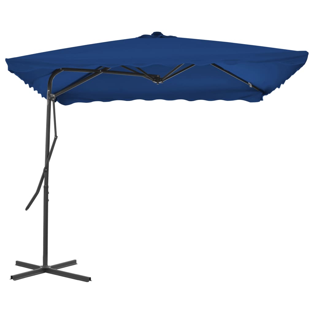 Parasol de jardin avec mât en acier bleu 250x250x230 cm