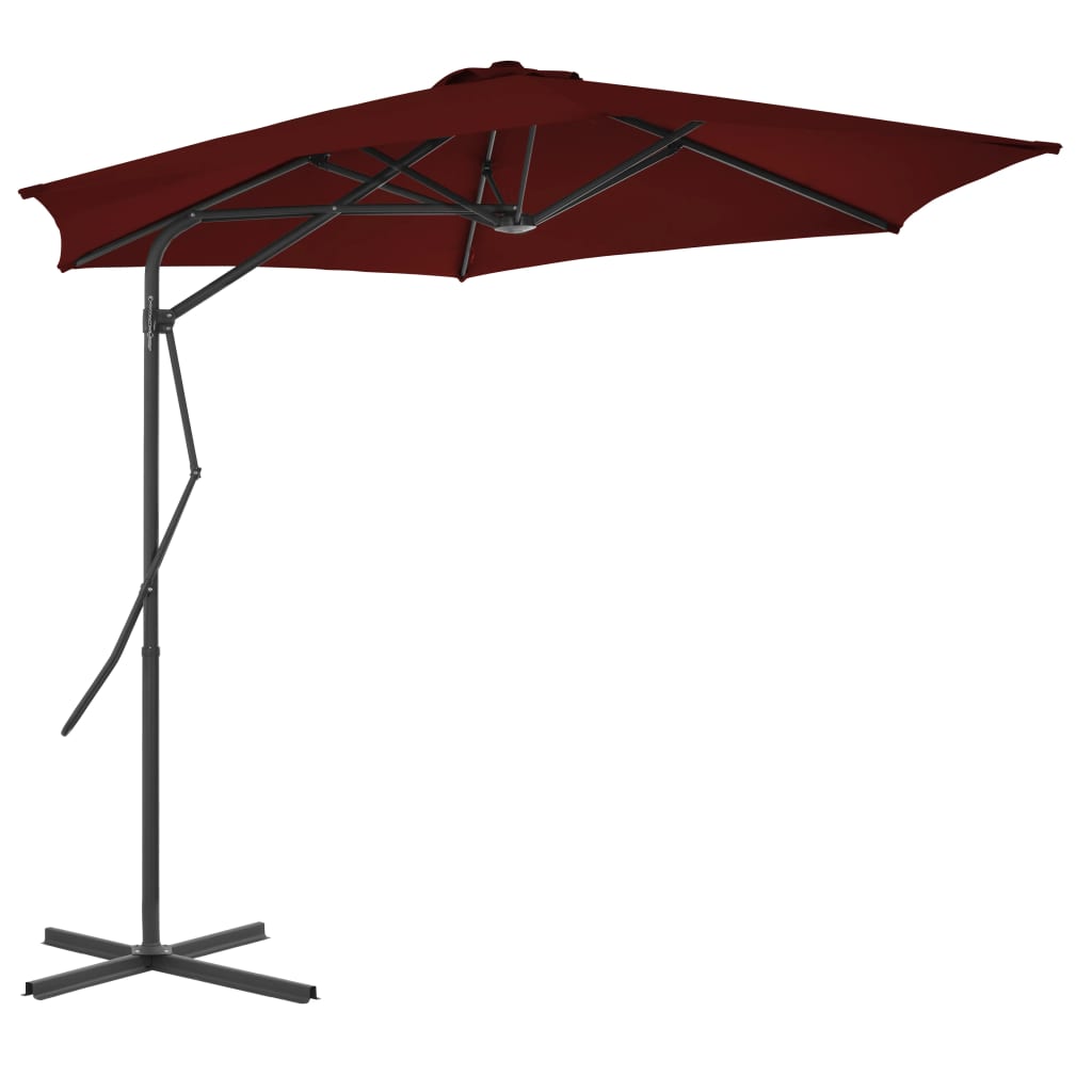 Parasol de jardin avec mât en acier rouge bordeaux 300x230 cm