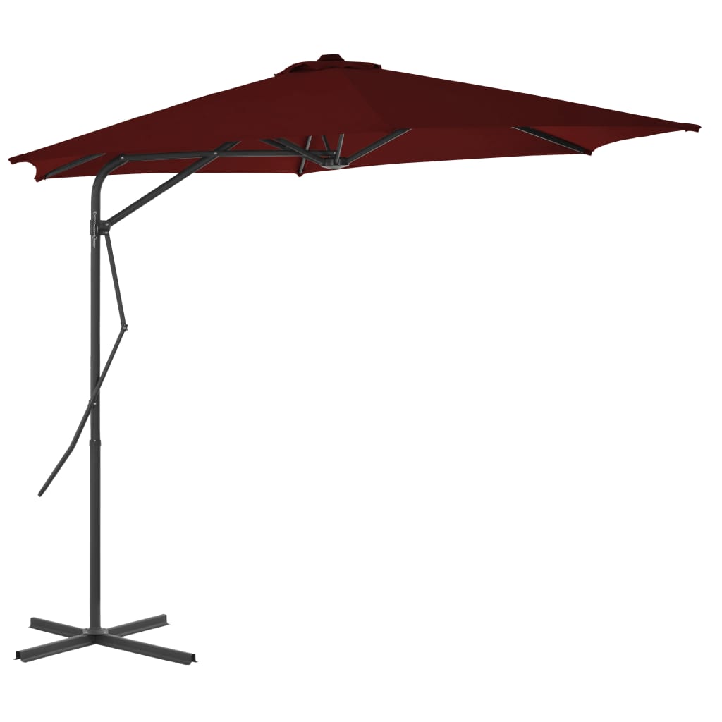 Parasol de jardin avec mât en acier rouge bordeaux 300x230 cm