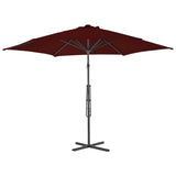 Parasol de jardin avec mât en acier rouge bordeaux 300x230 cm