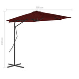 Parasol de jardin avec mât en acier rouge bordeaux 300x230 cm