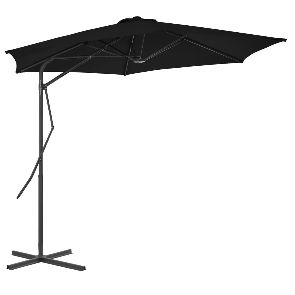 Parasol de jardin avec mât en acier noir 300x230 cm