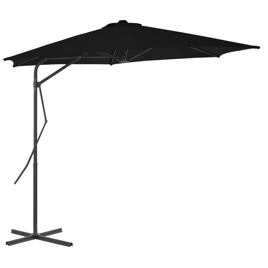 Parasol de jardin avec mât en acier noir 300x230 cm