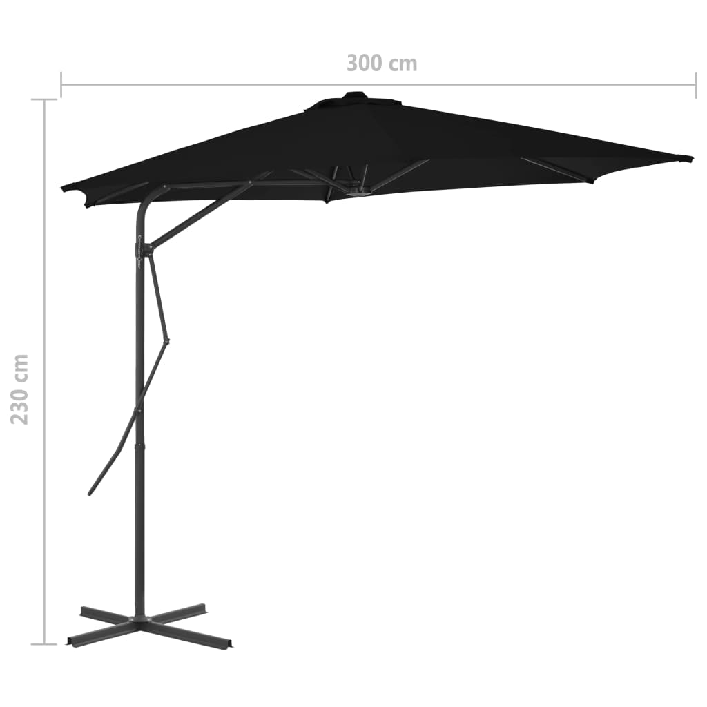 Parasol de jardin avec mât en acier noir 300x230 cm