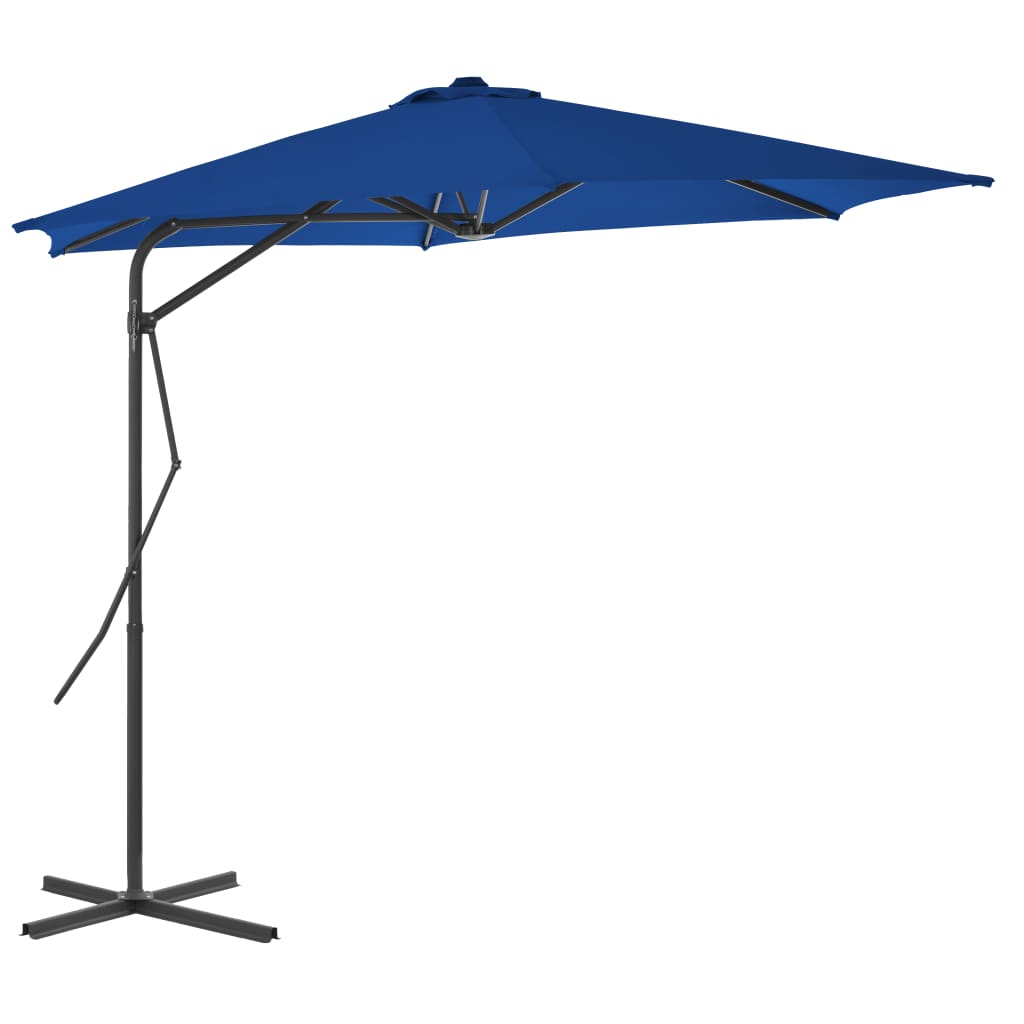 Parasol de jardin avec mât en acier bleu 300x230 cm