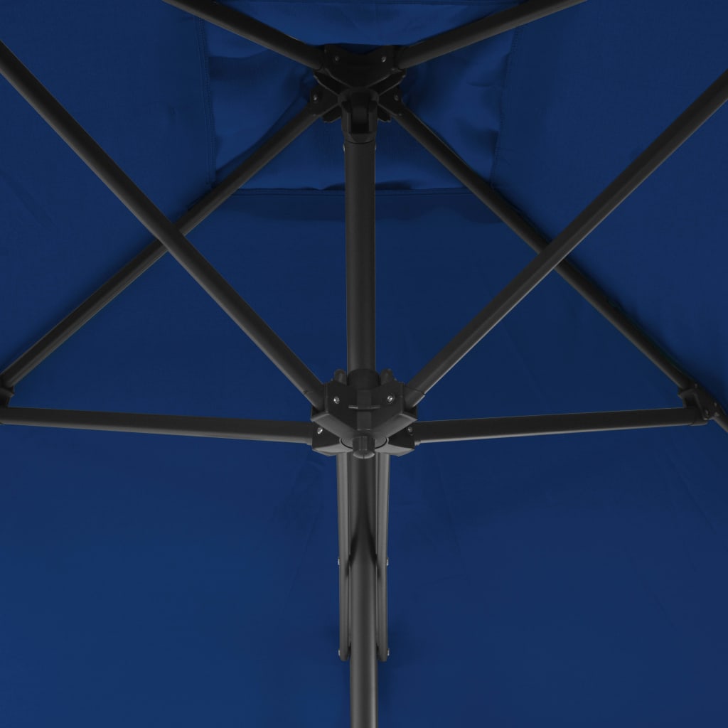 Parasol de jardin avec mât en acier bleu 300x230 cm