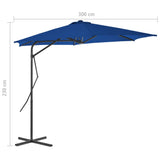 Parasol de jardin avec mât en acier bleu 300x230 cm