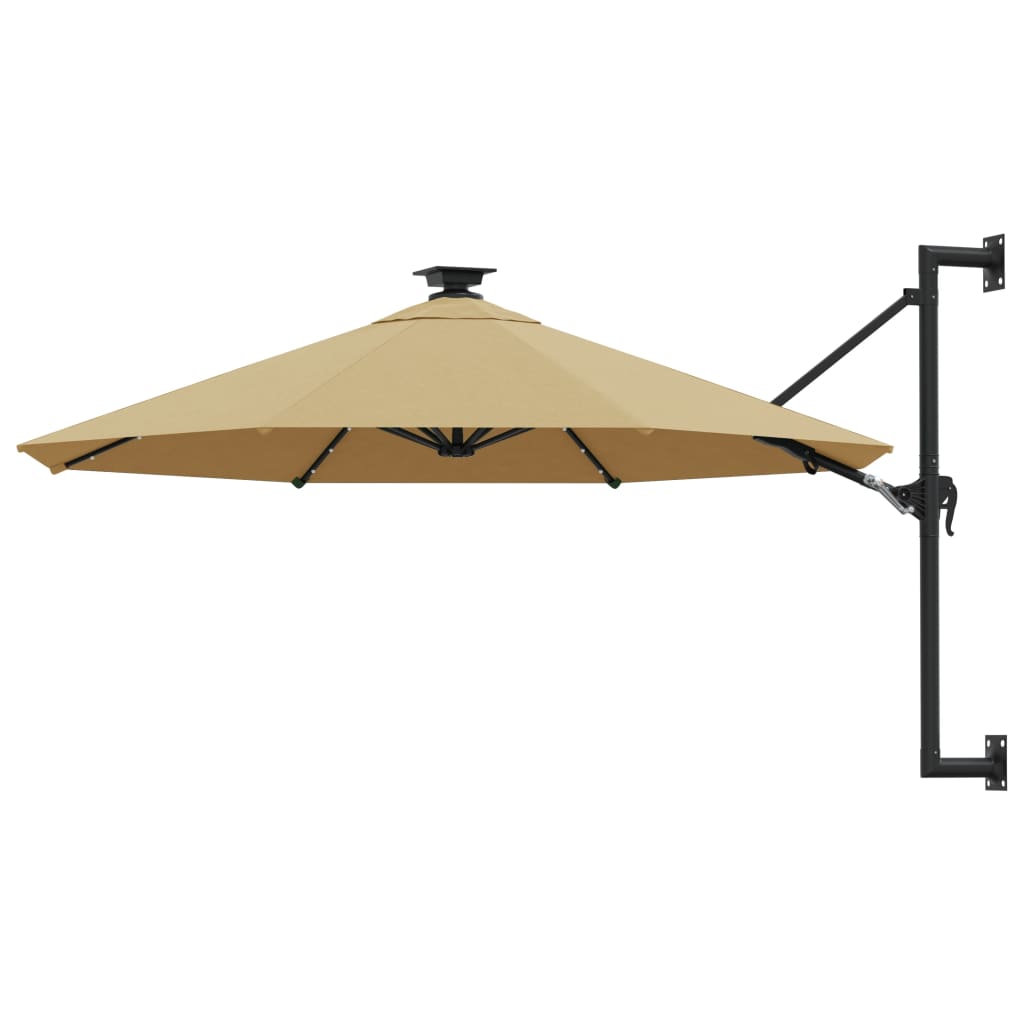 Parasol mural de jardin avec LED 300 cm taupe