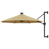 Parasol mural de jardin avec LED 300 cm taupe