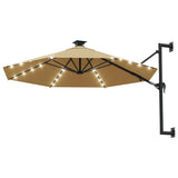 Parasol mural de jardin avec LED 300 cm taupe