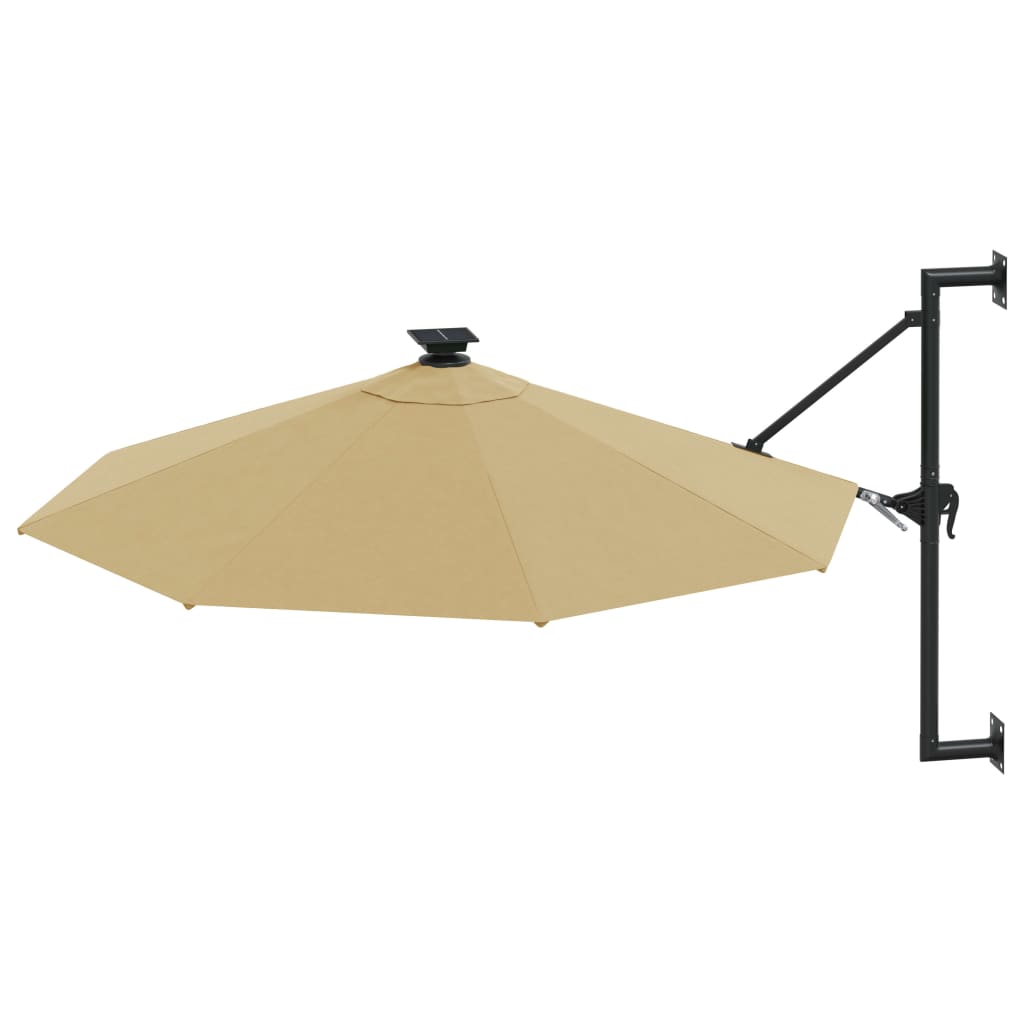 Parasol mural de jardin avec LED 300 cm taupe