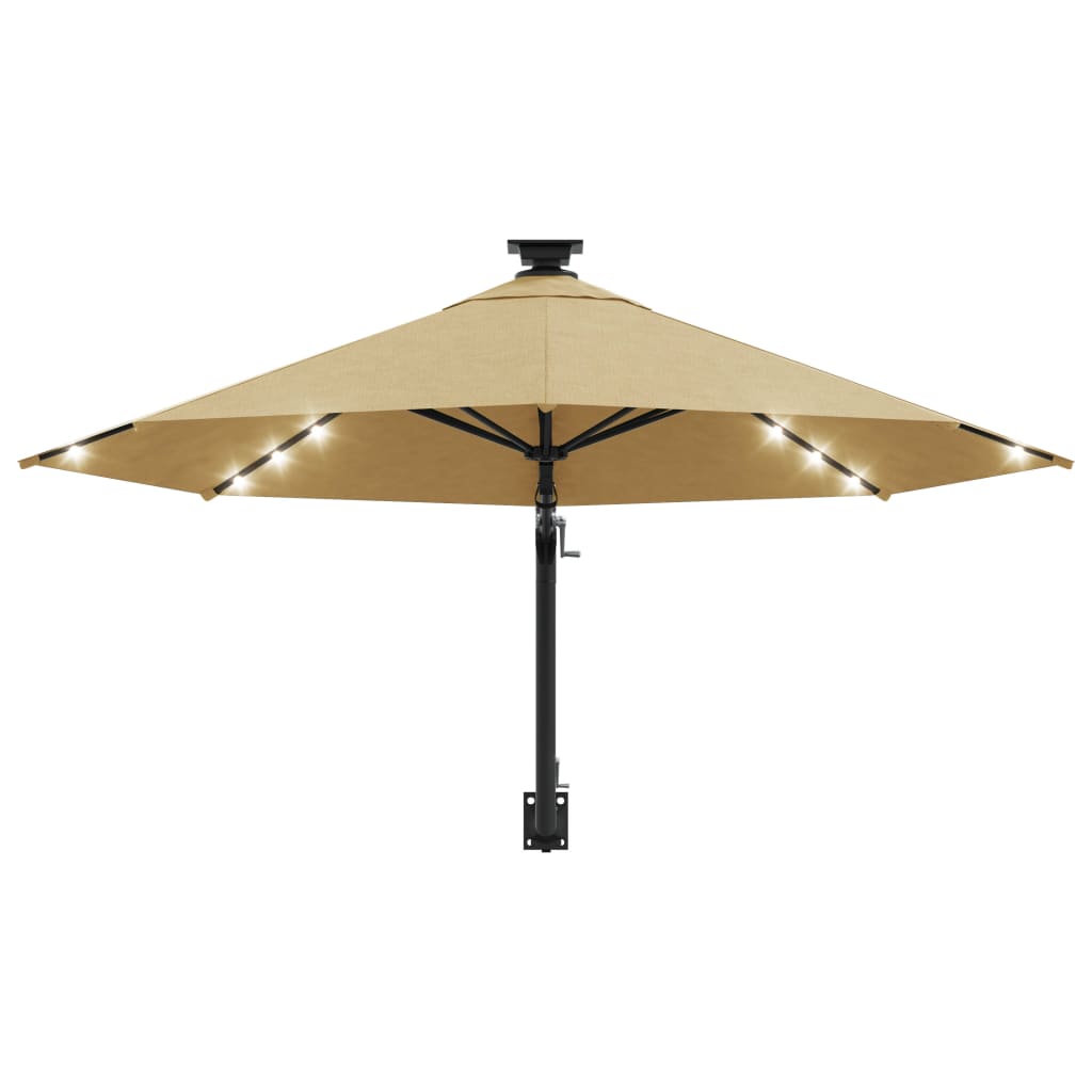 Parasol mural de jardin avec LED 300 cm taupe