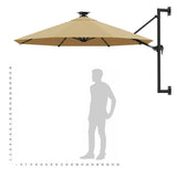 Parasol mural de jardin avec LED 300 cm taupe