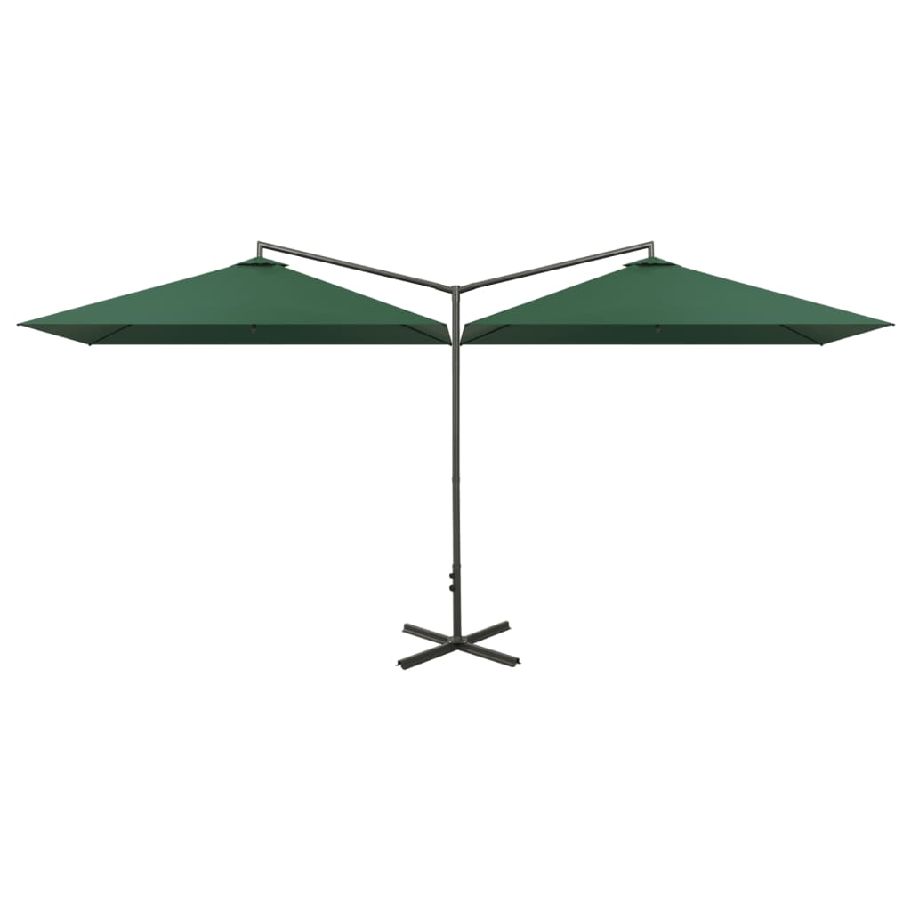 Parasol de jardin double avec mât en acier Vert 600x300 cm