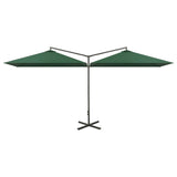 Parasol de jardin double avec mât en acier Vert 600x300 cm