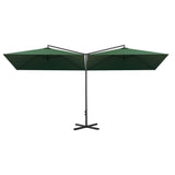 Parasol de jardin double avec mât en acier Vert 600x300 cm