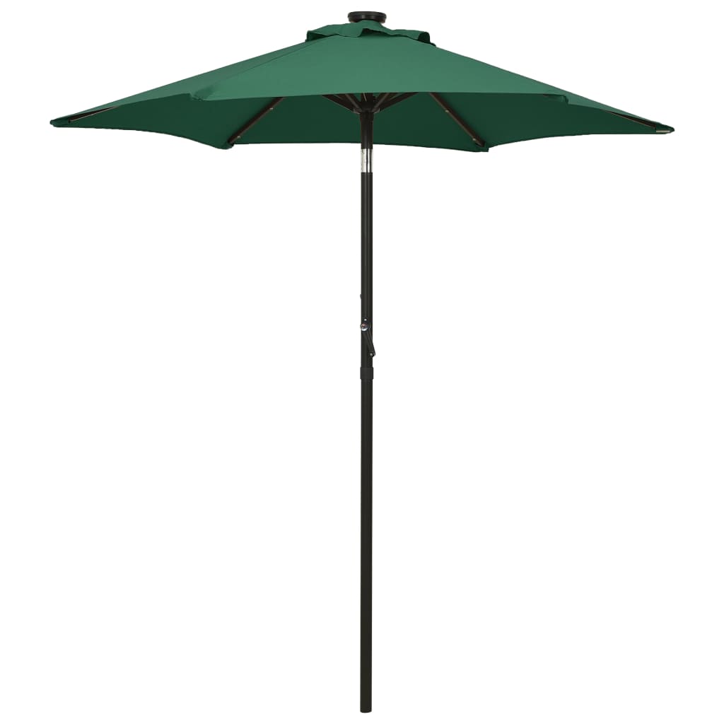 Garden parasol with LED lights green 200x211 cm aluminum