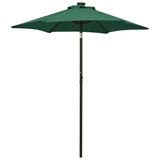 Garden parasol with LED lights green 200x211 cm aluminum