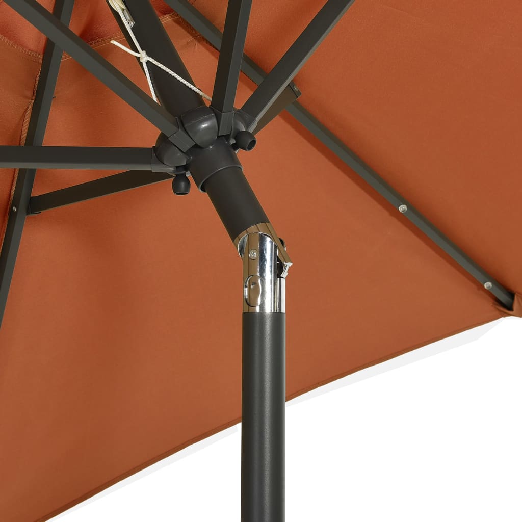 Garden parasol with LED lights terracotta aluminum