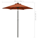 Garden parasol with LED lights terracotta aluminum