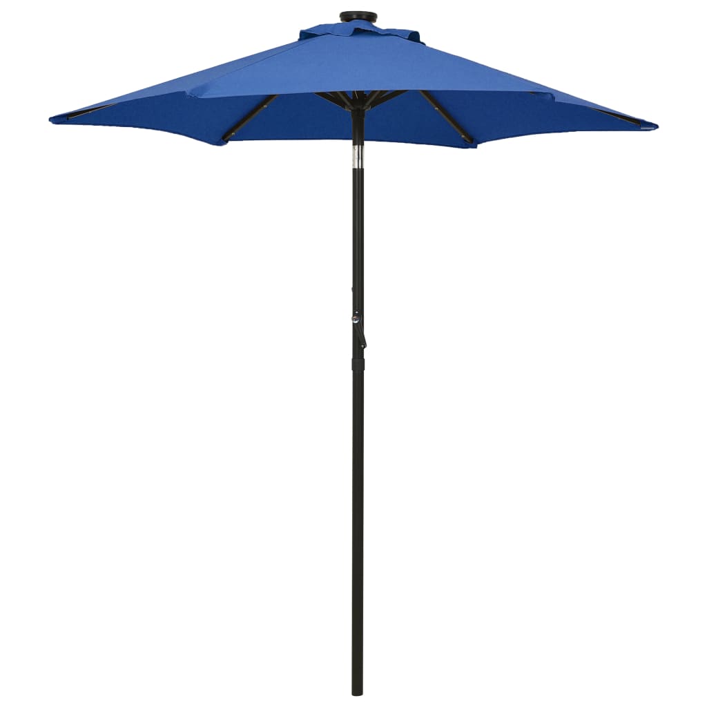 Garden umbrella with LED lights azure blue aluminum