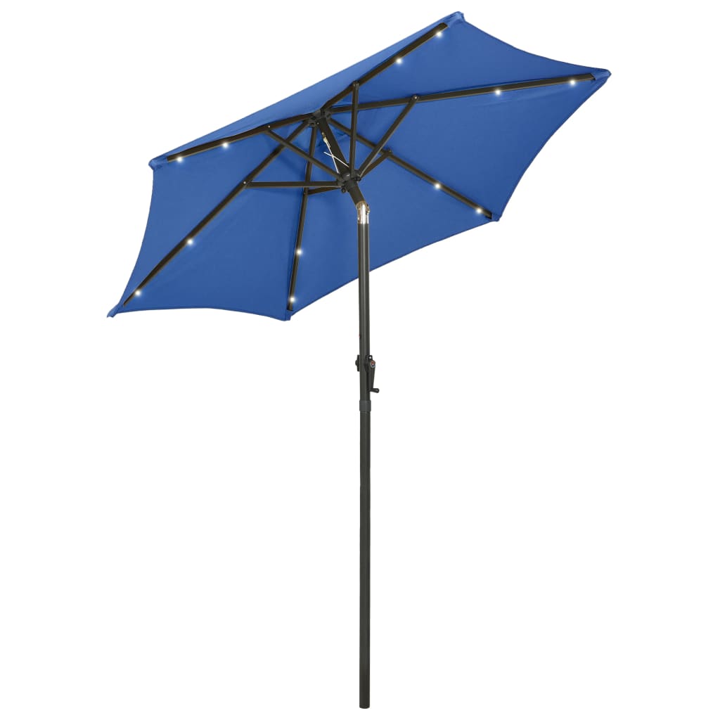 Garden umbrella with LED lights azure blue aluminum