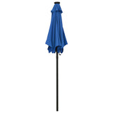 Garden umbrella with LED lights azure blue aluminum