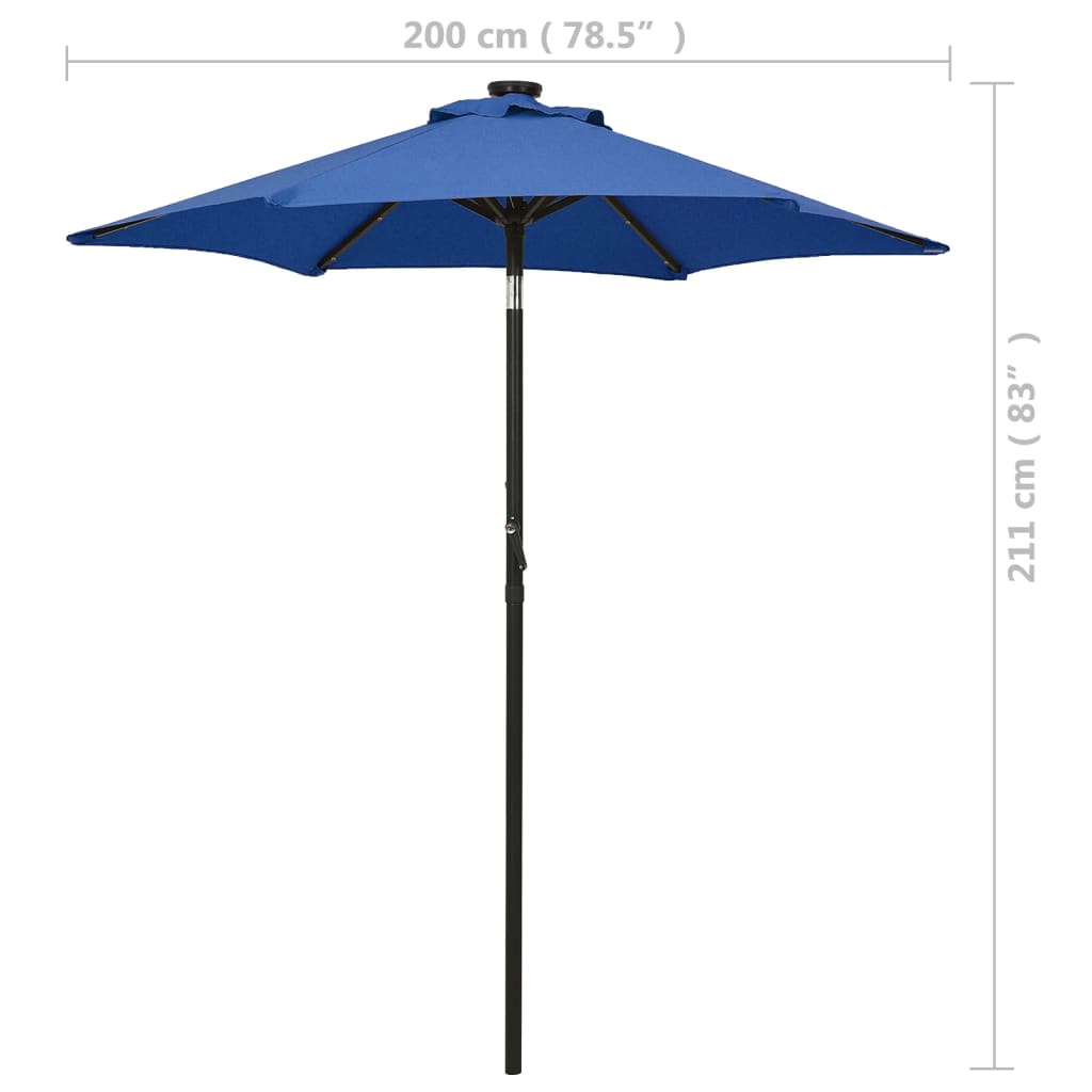 Garden umbrella with LED lights azure blue aluminum