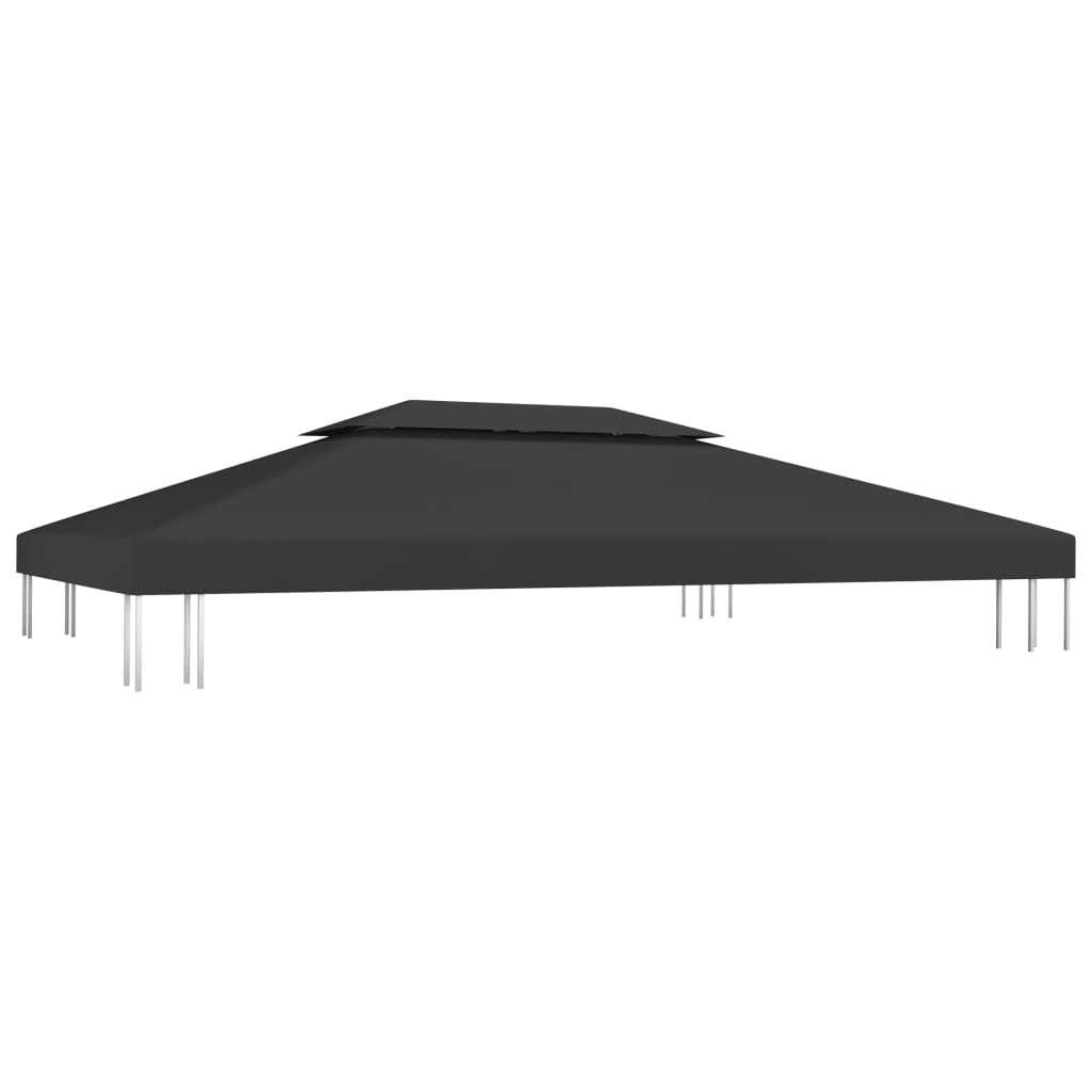 2-level gazebo roof canvas 310 g/m² 4x3 m Black