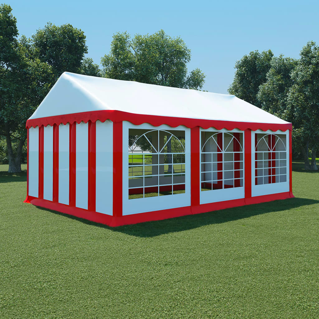 Chapiteau de jardin PVC 4x6 m Rouge et blanc