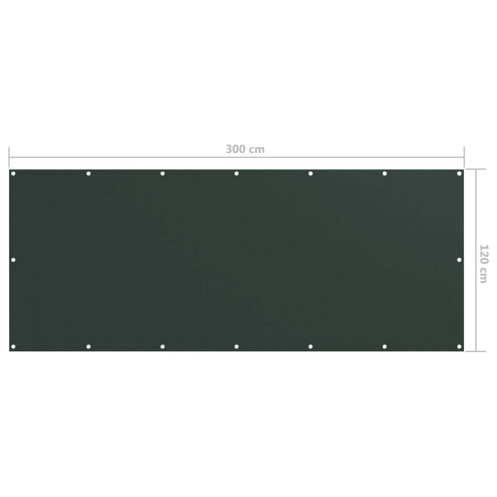 Écran de balcon Vert foncé 120x300 cm Tissu Oxford