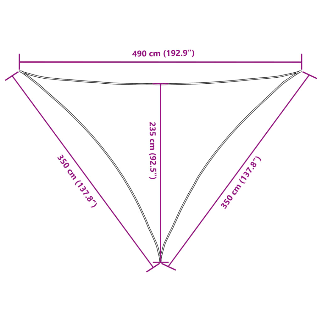 Voile de parasol tissu oxford triangulaire 3,5x3,5x4,9 m