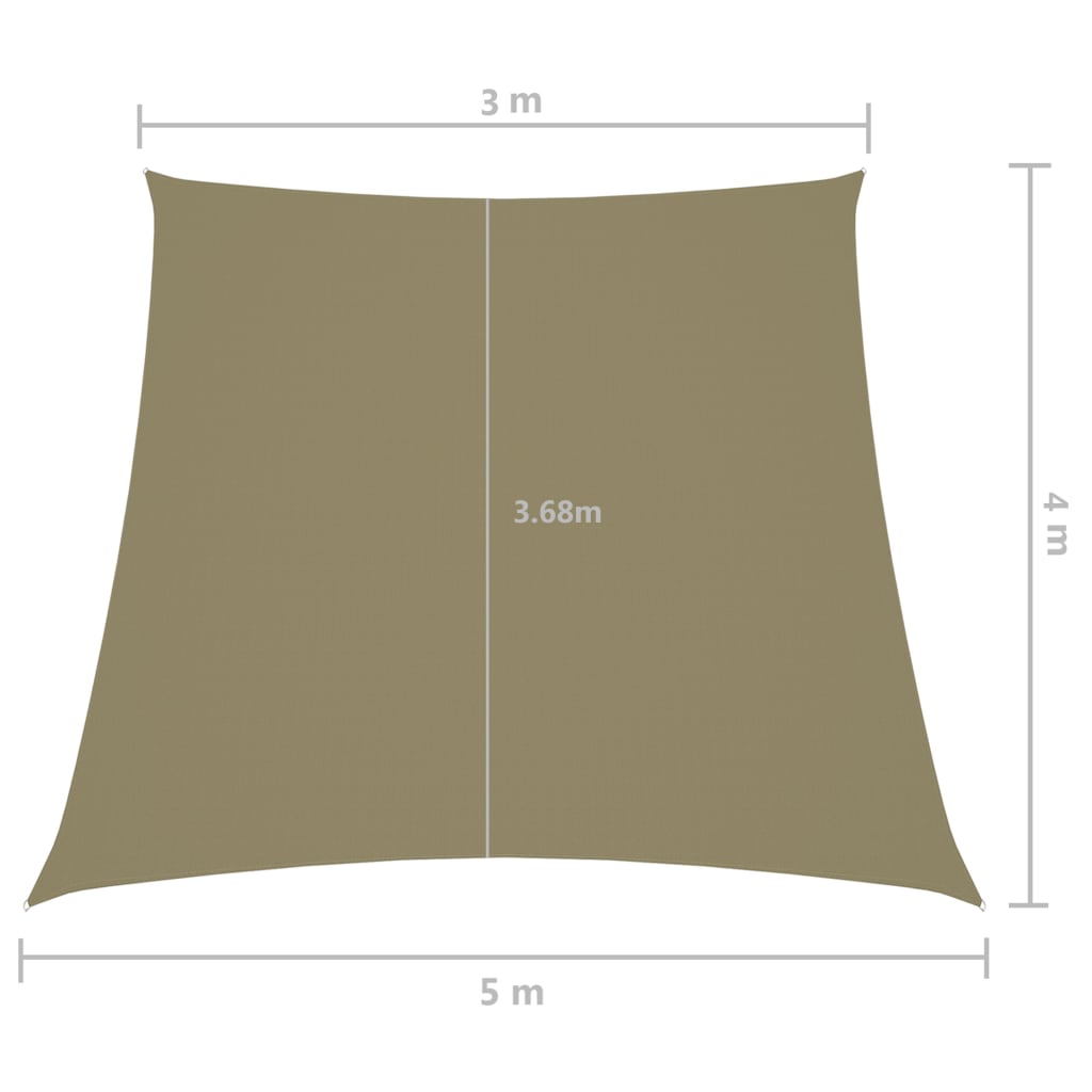 Voile de parasol Tissu Oxford trapèze 3/5x4 m Beige