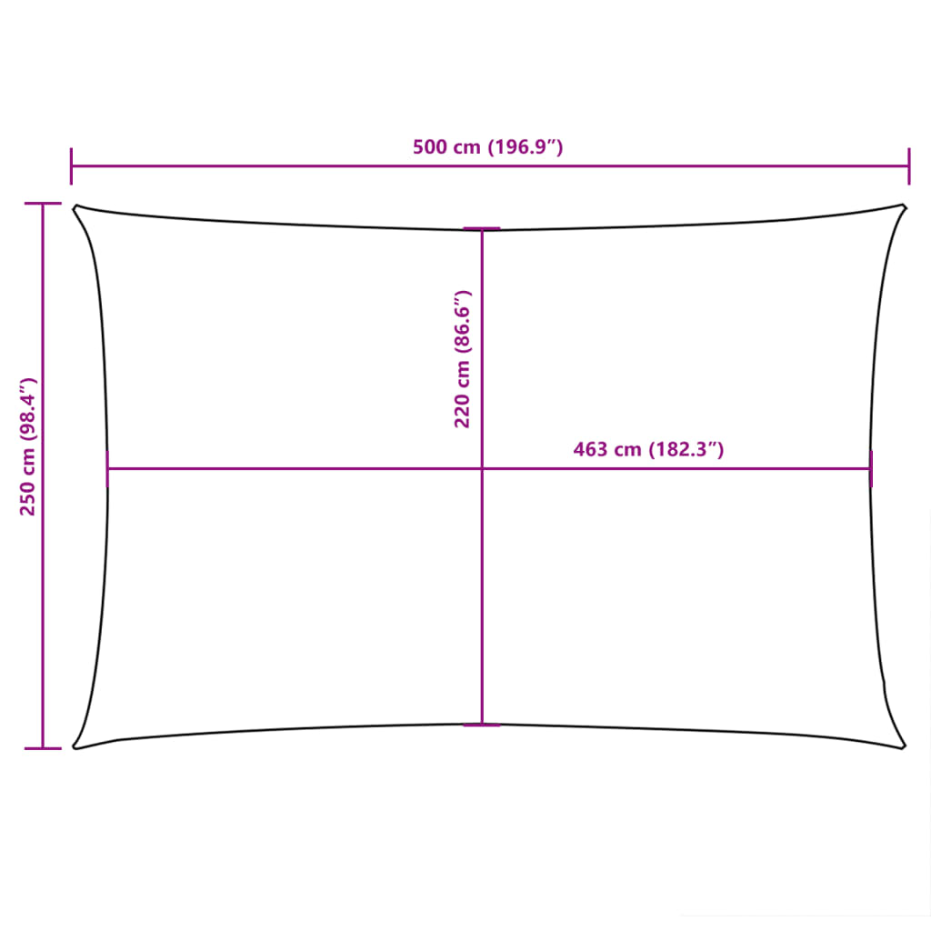 Voile de parasol tissu oxford rectangulaire 2,5x5 m crème