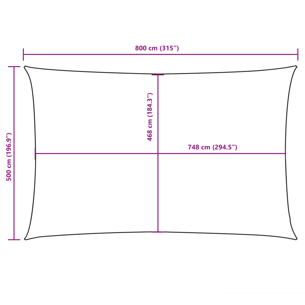 Voile de parasol tissu oxford rectangulaire 5x8 m crème