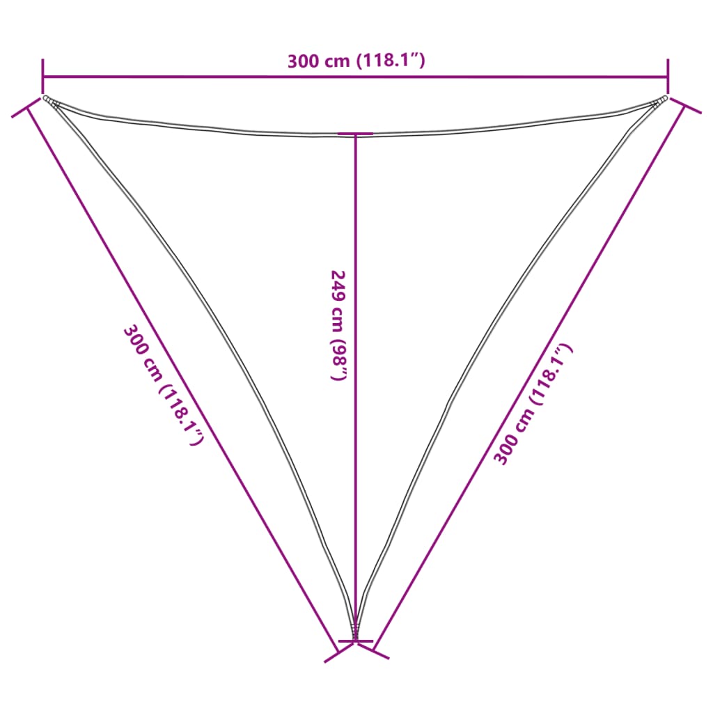 Voile de parasol tissu oxford triangulaire 3x3x3 m crème