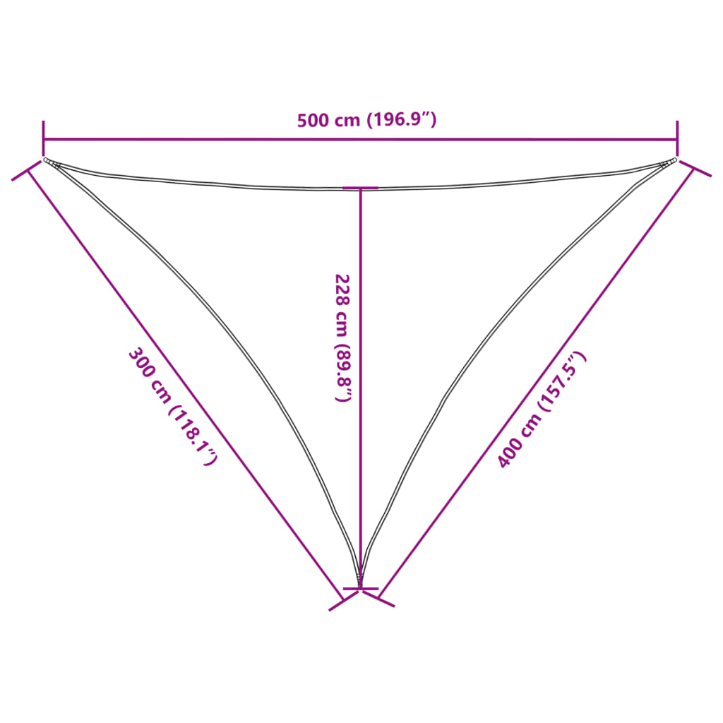 Voile de parasol tissu oxford triangulaire 3x4x5 m crème