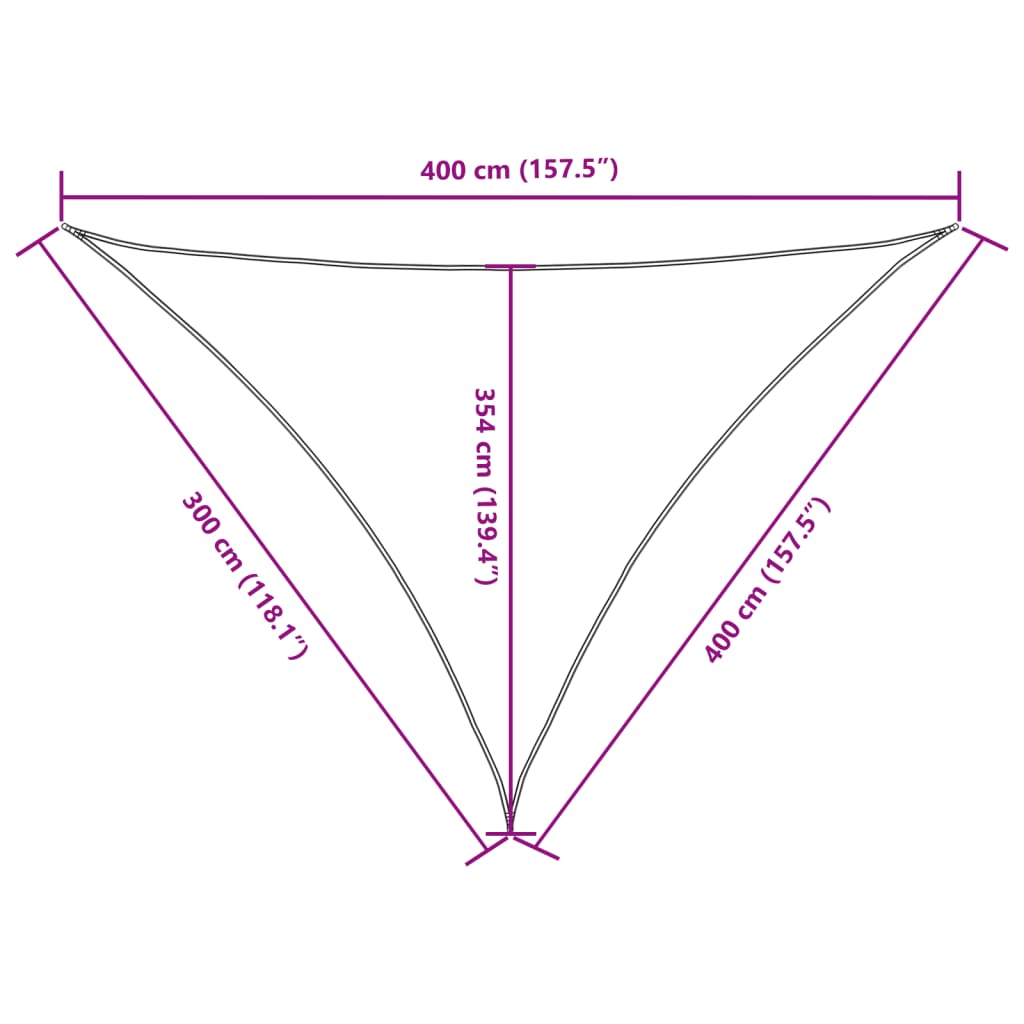 Voile de parasol tissu oxford triangulaire 3x4x4 m crème