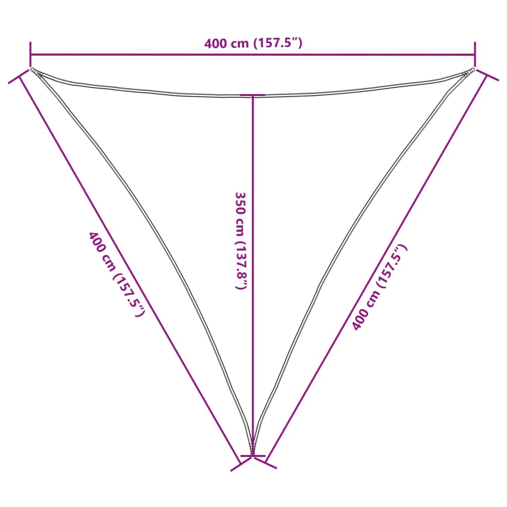 Voile de parasol tissu oxford triangulaire 4x4x4 m crème