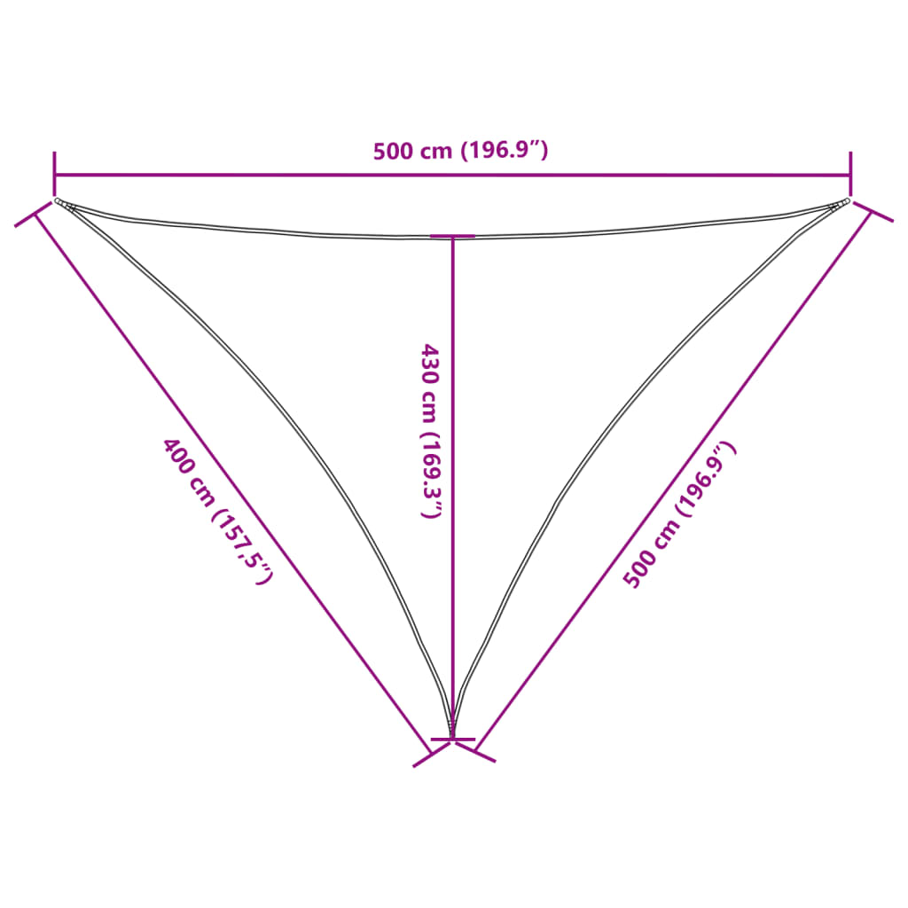 Voile de parasol tissu oxford triangulaire 4x5x5 m crème