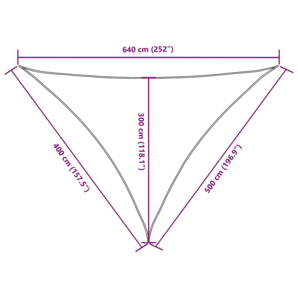 Voile de parasol tissu oxford triangulaire 4x5x6,4 m crème