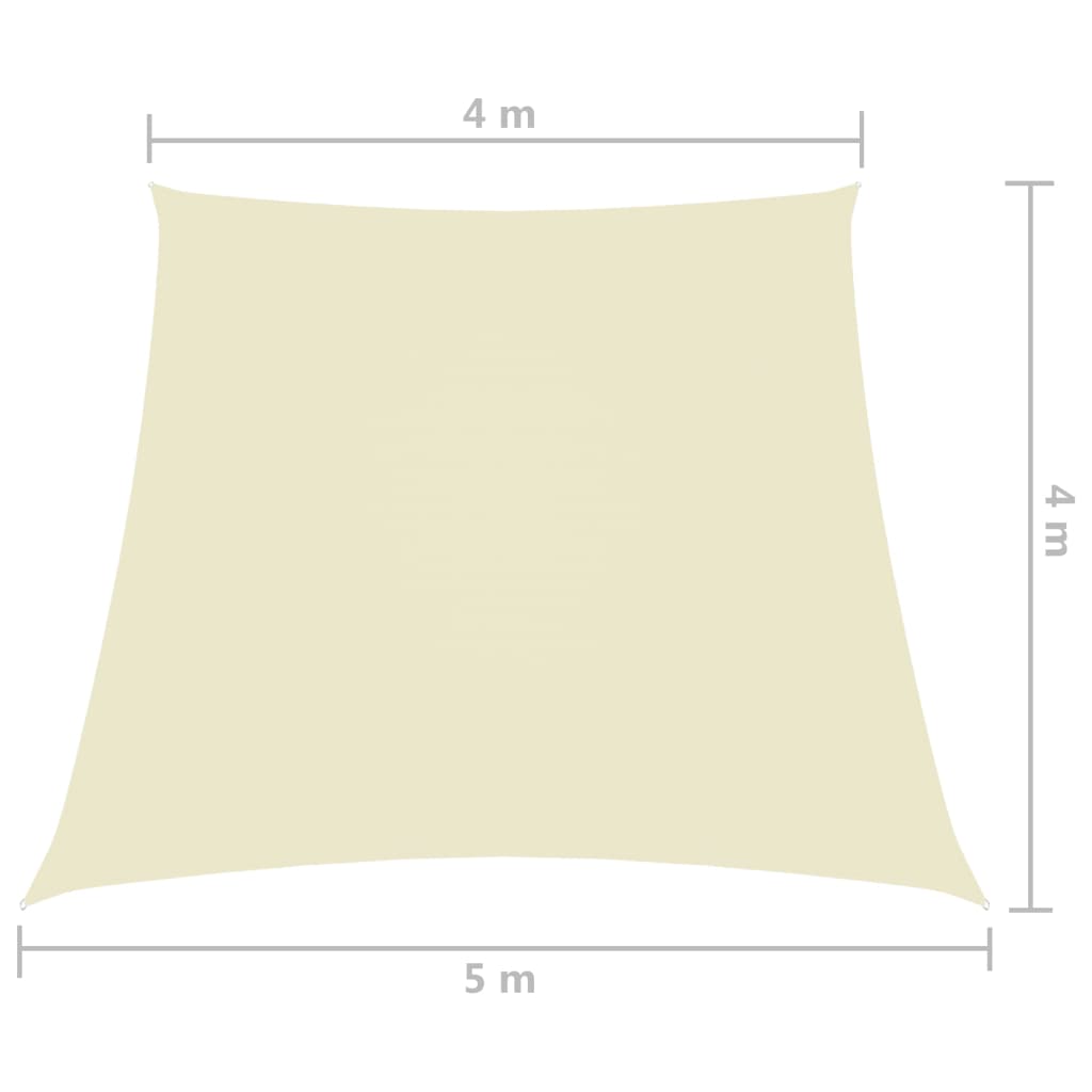 Voile de parasol Tissu Oxford trapèze 4/5x4 m Crème